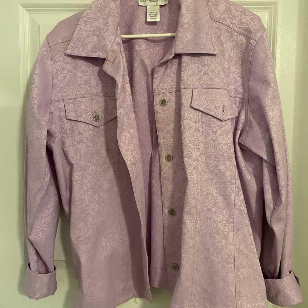 Lavender Paisley Button-Up Jacket